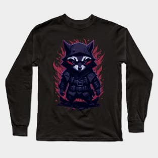 Ninja Raccoon Illustration Long Sleeve T-Shirt